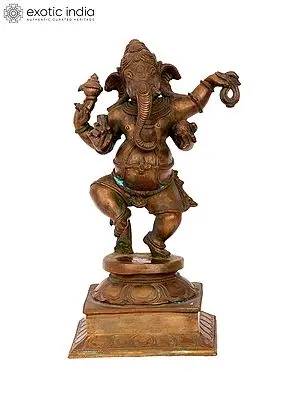 11.5" Dancing Ganesha Statue - Madhuchista Vidhana Panchaloha Bronze
