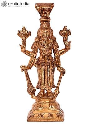 10'' Lord Satyanarayan | Madhuchista Vidhana (Lost-Wax) | Panchaloha Bronze from Swamimalai