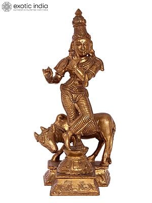 8'' Lord Krishna with Cow | Madhuchista Vidhana (Lost-Wax) | Panchaloha Bronze from Swamimalai