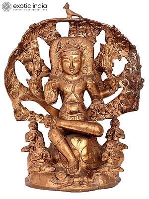 15'' Dakshinamurthy Shiva Bronze Statue | Madhuchista Vidhana (Lost-Wax) | Panchaloha Bronze from Swamimalai