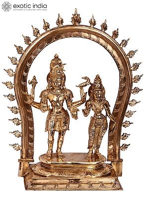 23'' Lord Shiva as Pashupatinath Idol with Goddess Parvati | Madhuchista Vidhana (Lost-Wax) | Panchaloha Bronze from Swamimalai