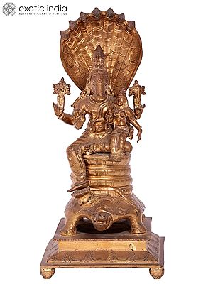 11'' Hayagreeva Bronze Idol with Goddess Lakshmi | Madhuchista Vidhana (Lost-Wax) | Panchaloha Bronze from Swamimalai