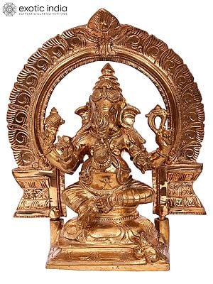 10'' Sitting Lord Ganesha Bronze Statue | Madhuchista Vidhana (Lost-Wax) | Panchaloha Bronze from Swamimalai