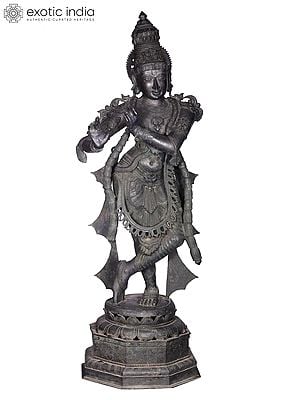 58'' Fluting Krishna | Madhuchista Vidhana (Lost-Wax) | Panchaloha Bronze from Swamimalai