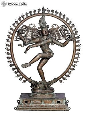 Shiva as the Lord of Dance: Large Nataraja | Madhuchista Vidhana (Lost-Wax) | Panchaloha Bronze from Swamimalai (Shipped by Sea)