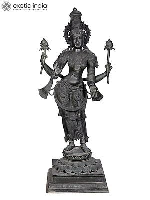 66'' Large Standing Lakshmi Panchaloha Bronze Statue from Swamimalai | Madhuchista Vidhana (Lost-Wax)