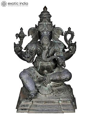 39'' Large Ganesha | Madhuchista Vidhana (Lost-Wax) | Panchaloha Bronze from Swamimalai