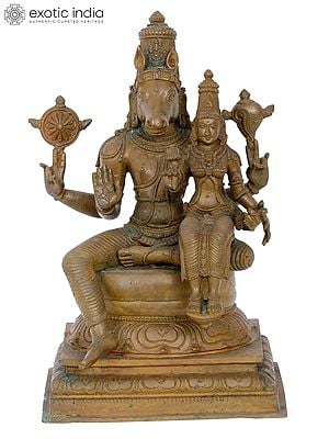 11'' Lord Hayagreeva with Goddess Lakshmi | Madhuchista Vidhana (Lost-Wax) | Panchaloha Bronze from Swamimalai