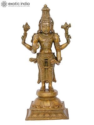 15'' Standing Lord vishnu | Madhuchista Vidhana (Lost-Wax) | Panchaloha Bronze from Swamimalai