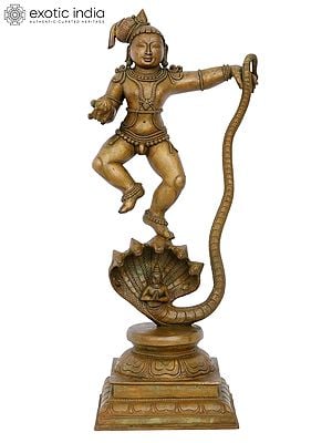 19'' Kaliya Krishna | Madhuchista Vidhana (Lost-Wax) | Panchaloha Bronze from Swamimalai