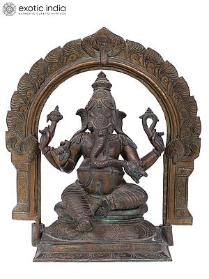 18'' Sitting Lord Ganesha Panchaloha Bronze Sculpture from Swamimalai