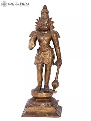 19'' Standing Lord Hanuman Panchaloha Bronze Statue from Swamimalai | Madhuchista Vidhana (Lost-Wax)