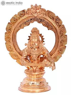 12'' Lord Ayyappan Bronze Statue | Madhuchista Vidhana (Lost-Wax) | Panchaloha Bronze from Swamimalai