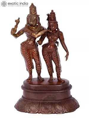 6" Shiva Parvati Panchaloha Bronze Statue from Swamimalai