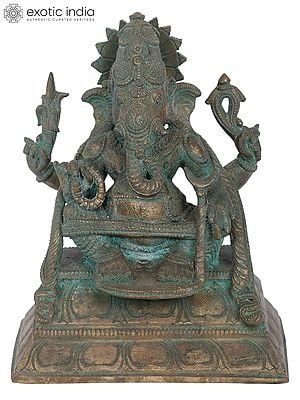 7" Yoga Ganapati Panchaloha Bronze Statue | Lost-Wax Craft from Swamimalai