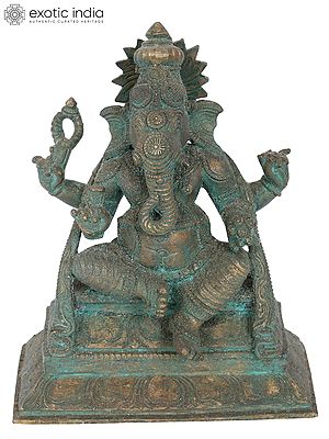 7” Ekadanta Ganapati Bronze Statue | Madhuchista Vidhana (Lots-Wax) | Panchaloha Bronze from Swamimalai