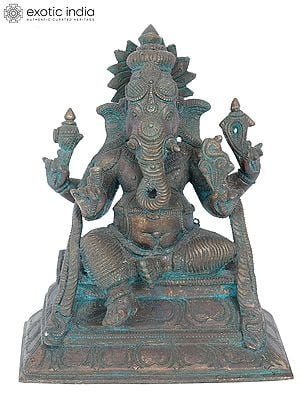 7” Kshipra Ganapati Bronze Statue | Madhuchista Vidhana (Lost-Wax) | Panchaloha Bronze from Swamimalai