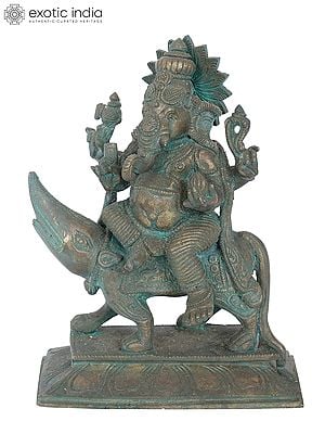 7" Shrishti Ganapati Bronze Statue | Madhuchista Vidhana (Lost-Wax) | Panchaloha Bronze from Swamimalai