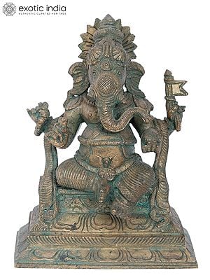 7" Ekadanta Ganapati Bronze Statue | Madhuchista Vidhana (Lost-Wax) | Panchaloha Bronze from Swamimalai