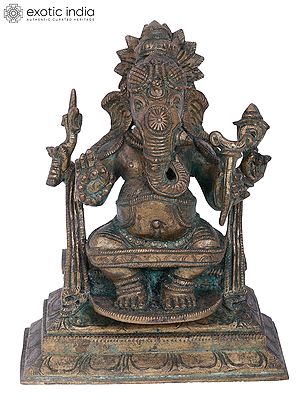 7" Yoga Ganapati Bronze Statue | Madhuchista Vidhana (Lost-Wax) | Panchaloha Bronze from Swamimalai