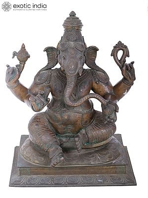 22" Lord Ganesha Statue | Madhuchista Vidhana (Lost-Wax) | Panchaloha Bronze from Swamimalai