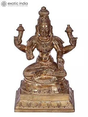 6" Sitting Goddess Lakshmi Panchaloha Bronze Idol from Swamimalai | Madhuchista Vidhana (Lost-Wax)