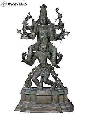 45'' Large Lord Perumal (Vishnu) Seated on Garuda | Madhuchista Vidhana (Lost-Wax) | Panchaloha Bronze from Swamimalai