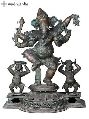 36'' Large Six Hands Dancing Ganesha Idol | Madhuchista Vidhana (Lost-Wax) | Panchaloha Bronze from Swamimalai