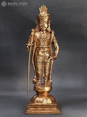 13” Kumara Karttikeya Bronze Statue | Madhuchista Vidhana (Lost-Wax) | Panchaloha Bronze from Swamimalai