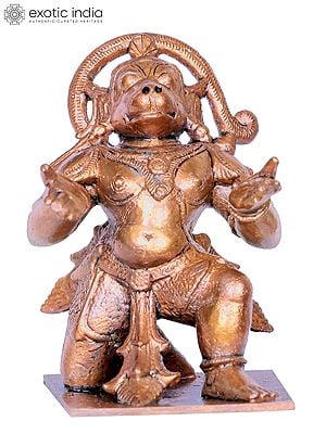 3" Small Bronze Sitting Lord Hanuman Statue