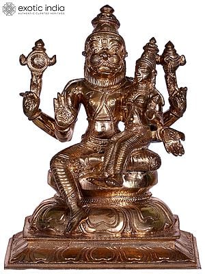 7" Lord Narasimha Bronze Statue with Devi Lakshmi