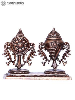 3'' Shankha and Chakra Vaishnava Symbol | Bronze Statue