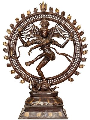 42" Incomparable Tanjore Nataraja Brass Idol | Handcrafted Indian Statues