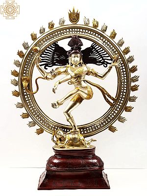 42" Incomparable Tanjore Nataraja Brass Idol | Handcrafted Indian Statues