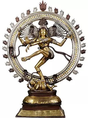 42" Incomparable Tanjore Nataraja Brass Idol | Handcrafted Indian Statues