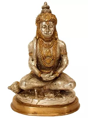 7" Hanuman Ji Idol Meditating on Lord Rama | Handmade Brass Statue | Made in India