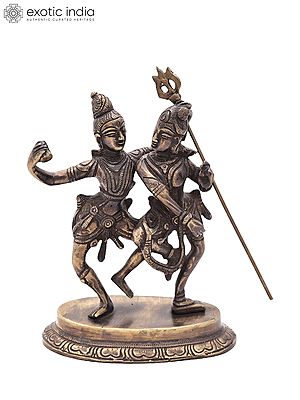 6" Brass Shiva-Parvati Statue in Dancing Pose | Handmade | Made in India