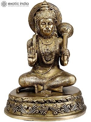 7" Lord Hanuman Statue Granting Abhaya | Handmade Brass Idol | Made in India