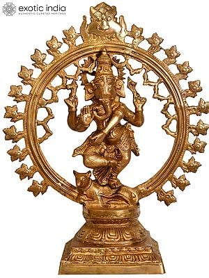 29" Large Size Lord Ganesha as Nataraja Brass Statue | Handmade | Made in India