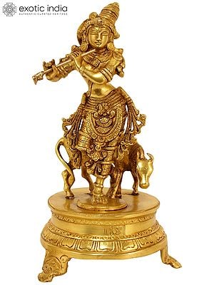 10" Bhagawan Krishna Brass Statue | Handmade | Made in India