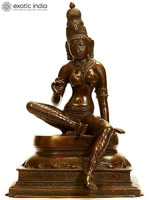 14" Seated Uma (Devi Parvati) Brass Statue | Handmade | Made in India