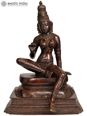 14" Seated Uma (Devi Parvati) In Brass | Handmade | Made In India