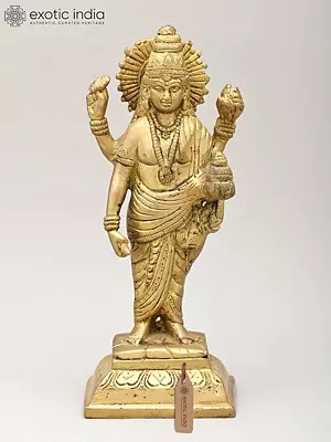 8" Brass Dhanvantari Idol - The Physician of the Gods | Handmade | Made in India
