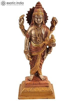 8" Brass Dhanvantari Idol - The Physician of the Gods | Handmade | Made in India