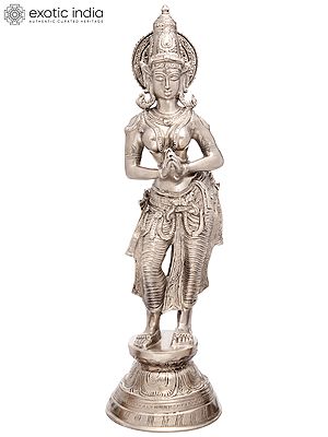 28" Namaste Lady (Anjali Mudra) In Brass | Handmade | Made In India