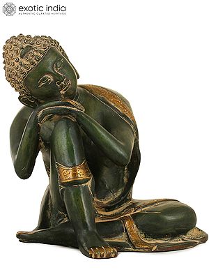 8" Buddha, Steeped In Thought In Brass | Handmade | Made In India