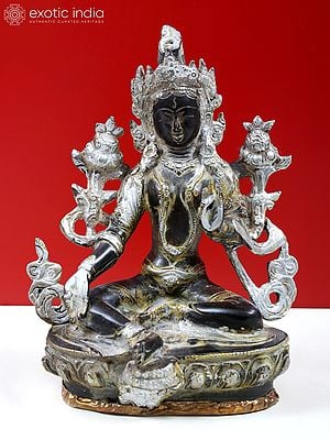 8" Tibetan Buddhist Deity Green Tara Brass Statue