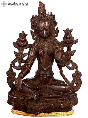 8" Tibetan Buddhist Deity Green Tara Brass Statue