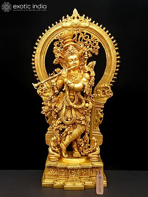 Fine Quality Large Lord Krishna and Gopis on his Feet With Baal-Lila On The Pedestal