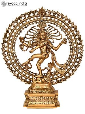 28" Nataraja in a Stylized Ring of Flames In Brass | Handmade | Made In India